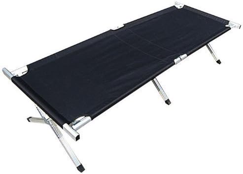 Commando Industreis US Army Campbed - Large Stable and Reinforced Camp Stretcher with Carrying Bag - Made of Aluminium - 74.80"x25.98"x16.54" - Up to 330.69lb Black