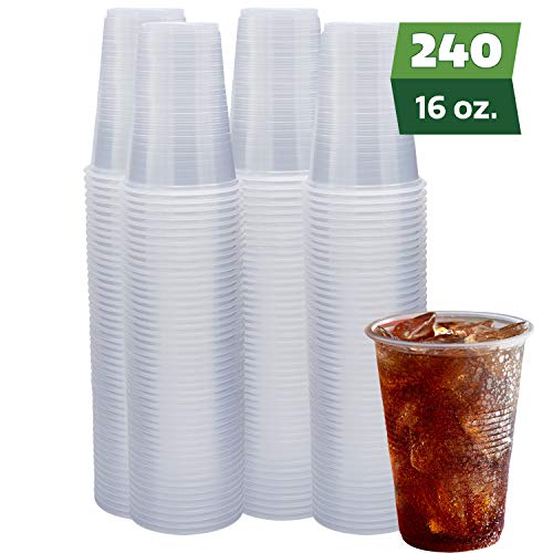 [240 Pack - 16 oz.] Clear Disposable Plastic Cups - Cold Party Drinking Cups