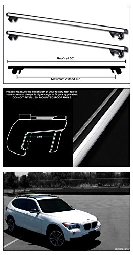 Topline Autopart Universal 50" Oval Style Aluminum Roof Rack Rail Cross Bars with Adjustable Clamps FRC (Silver)