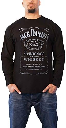 Jack Daniels T Shirt Long Sleeved Classic Logo Print Official Mens Black