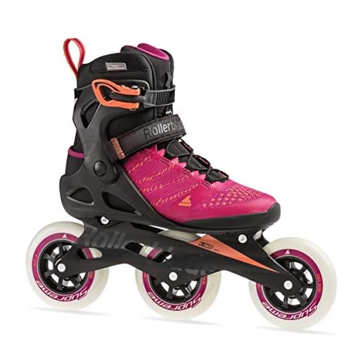 Rollerblade Macroblade 110 3WD Womens Adult Fitness Inline Skate, Raspberry and Mango, Performance Inline Skates