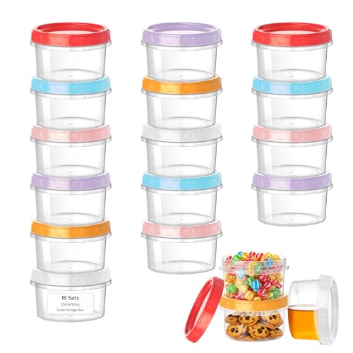 VINATO Set of 18 Food Containers, 250 ml Food Containers with Lids, Set of Small Containers, Stackable