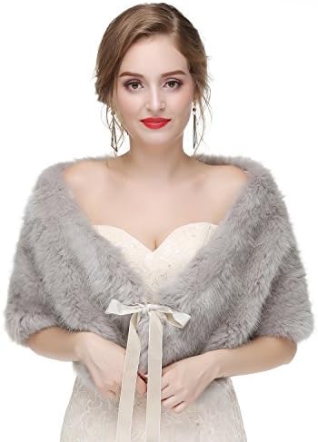 grey fur shawl wedding