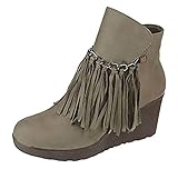Pierre Dumas Ankle Bootie Little Wedge With Fringe Details MVE Shoes,