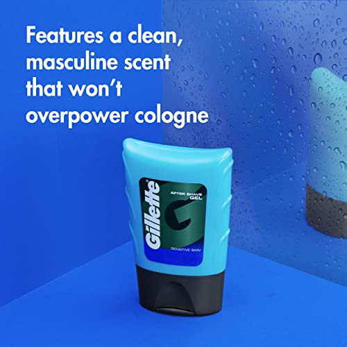 Gillette After Shave Gel for Men, Calms, Soothes and Refreshes Sensitive Skin, Light Fragrance