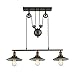 Ohr Lighting Edison Hanging Vintage Barn Pendant 3 Light Fixture Glass Shade Industrial Style Adjustable Pully,Metallic Gray Antique