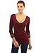 PattyBoutik Women Crochet Eyelet Inset V Neck Knit Top (Burgundy Small)