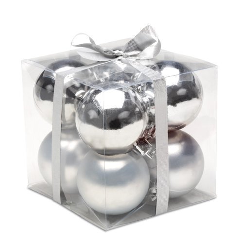 eBuyGB Christmas Tree Baubles, Silver, 4.5 cm