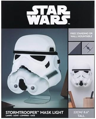 Maschera di Star Wars Stormtrooper, prodotto con licenza ufficiale Disney Star Wars, luce novità, alimentazione USB e a batteria, lampada da scrivania, lampada da parete, regalo