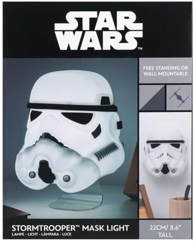Maschera di Star Wars Stormtrooper, prodotto con licenza ufficiale Disney Star Wars, luce novità, alimentazione USB e a batteria, lampada da scrivania, lampada da parete, regalo
