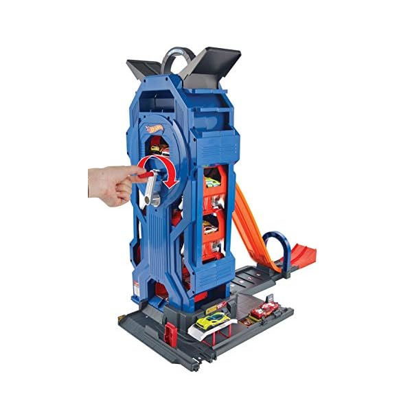 Hot Wheels FTB68 - City Power Parkgarage und Parkhaus mit Rennbahn, Garage für 35+ Autos inkl. 1 Spielzeugauto, ca. 57 cm hoch, für Kinder ab 5 Jahren – Bild 6