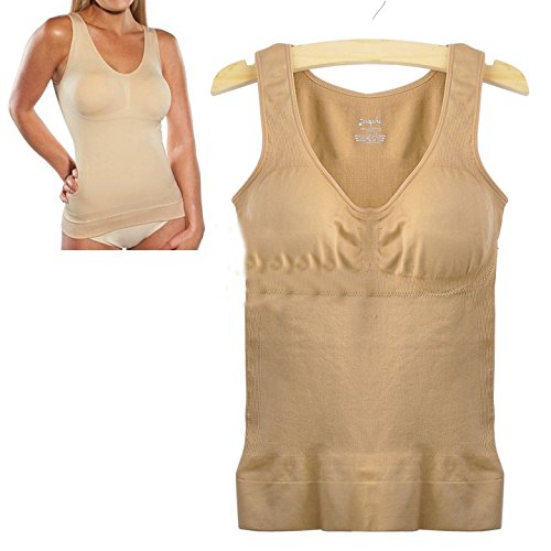 2018 Cami Shaper Body Shape Wear Genie Bra Tummy Trimmer Tank Seamless Top Camishaper Dark Beige (BEIGE, XL)