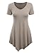 MBJ WT638 Short Sleeve Shirts for Womens Tops Casual V-Neck Summer Clothes Asymmetrical Tunic Blouses XL Taupe