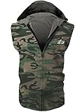 BigRabbit® Men's Sleeveless Workout Hoodie Zip-up Vests Gym Bodybuilding Lifting Tank Tops (XL,Camo)