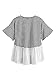 ROMWE Women's Loose Ruffle Hem Short Sleeve High Low Peplum Blouse Top Striped Large
