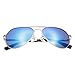 Zacway Small Polarized Spring Hinges Metal Aviator Sunglasses UV400 52mm (Silver Frame/Mirror Blue Lens, 52)