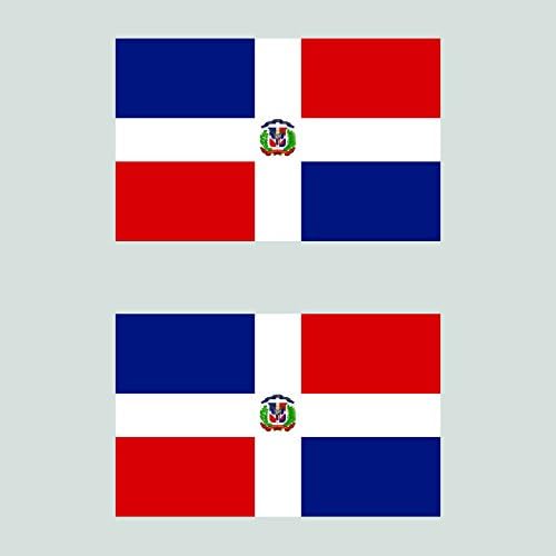 Two Pack Dominican Flag Sticker FA Graphix Decal Self Adhesive Vinyl Dominican Republic Caribbean
