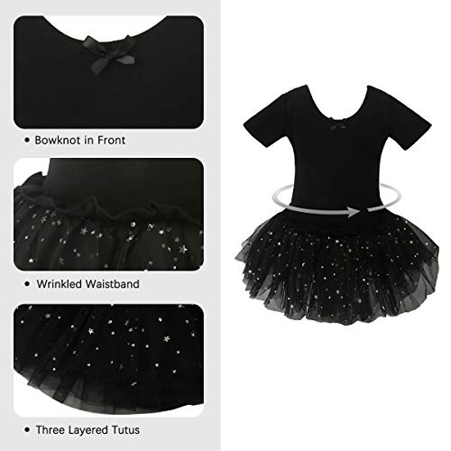 Jane Shine Girls Skirted Leotard, Glitter Dance Tutu Skirted Dress, Short Sleeve Ballet Dancewear for Babies & Girls