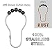 AMS Shower Curtain Hooks Rings - 100% Stainless Steel - Decorative with Polished Metal Frame,Set of 12 Rings (Black)