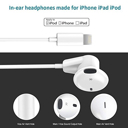 AXELECT Bluetooth Headphones with Mic, Stereo Earphones Compatible for iPhone X XR XS 8/8Plus 7/7Plus, Noise Cancelling Headse, White