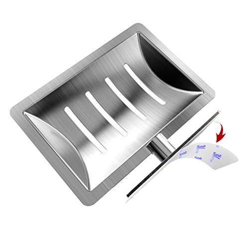 Soap Dish E-Ling Adhesive Soap Holder Brushed Soap Dish Holder for Bathroom/Kitchen /Tile /Shower Wall Mounted - Thumbnail 4