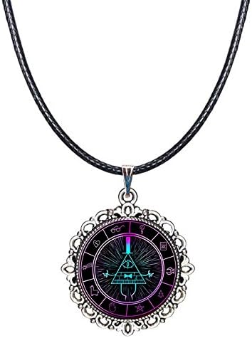 Drama Gravity Falls Choker Necklace Mysteries Bill Cipher Wheel Pendant Doctor Who Jewelry Wax Rope Collar Necklace (F)