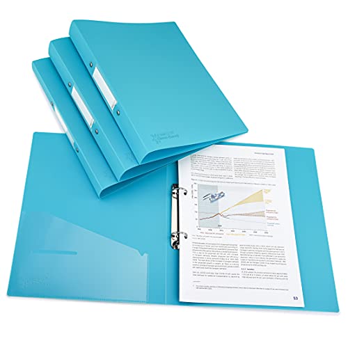 Rapesco 1664 2-Ring Binder, 35 mm Spine, A4, Aqua, Pack of 4