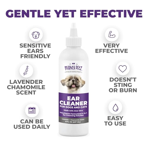 Mighty Petz Dog Ear Cleaner – Gentle Pet Ear Wash for Routine Ear Hygiene for Dogs and Cats, 8 oz