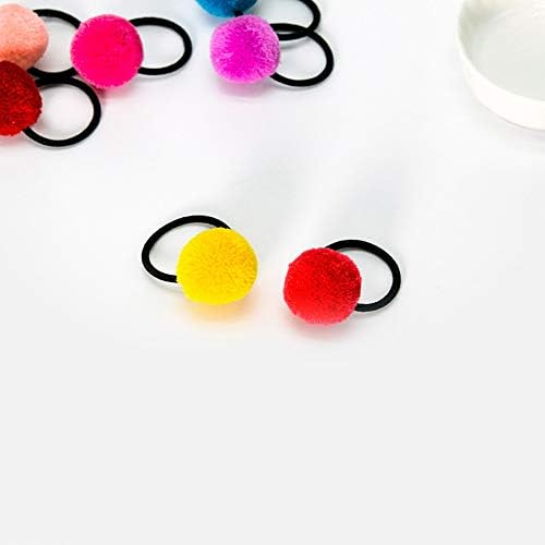 UYTSXFH 2PCS Hair Ties with Ball Cute Soft Ball Pom Pom Elastic Bands Hair Ropes for Baby Girls
