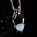 JIANGYUE Lady’s Pendant White Fire Opal Rose Gold Plated Heart Angel Wings Necklace Jewelry Valentine's Day Gift
