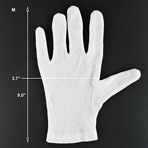 White Cotton Gloves for Dry Hands 12 Pairs Moisturizing Hand Gloves
