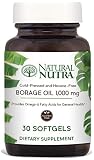 Natural Nutra Borage Oil, Omega 6 Essential Fatty Acids Supplement with GLA, Linoleic, Oleic and Palmitic Acid, Cold Pressed, Herbicide and Pesticide Free, 30 Softgels