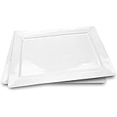 Melamine Serving Tray - 2 Piece 15.875" x 10.875" 100% Melamine Rectangular Platter,White Color | Shatter-Proof and Chip-Resistant Dishwasher Safe and BPA free