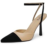 QIY Closed Toe Ankle Strap Heels Women Pumps Pointed Toe Heeled Sandals for Women Stiletto Wedding Dress Shoes
