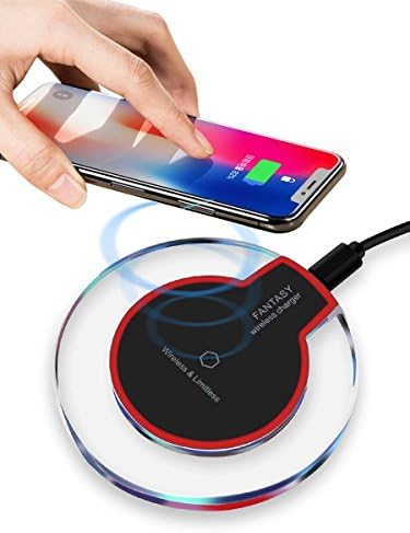 Qi Certified Fast Wireless Charger Pad and Stand | For Samsung &amp; iPhone [Black]