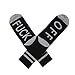 Socks FUCK OFF Ribbed Knit Half Crew Socks Fall Winter Ferbia Unisex Embroidery Swear Word Curse Printed Stockings
