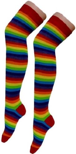 Gay Pride/Carnival Over the Knee Striped Rainbow Thigh High Socks