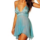 ManxiVoo Sexy Lingerie Sling Sleepwear Women Sexy Lace Lingerie Dress Temptation Underwear 2 Pcs (5XL, Green)