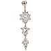 CrazyPiercing Dangle Belly Button Rings Surgical Stainless Steel for Women 5 PCS Set (Rose Gold)