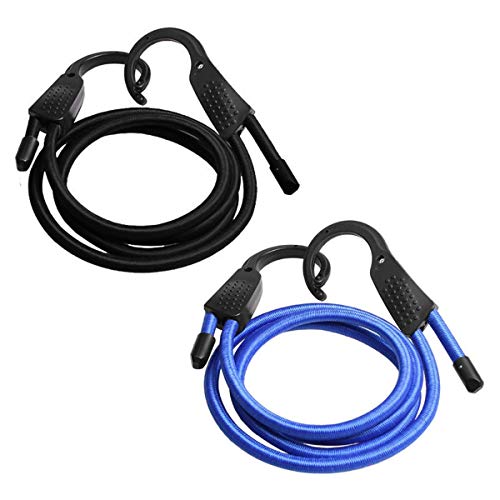 Drhob 2 Pack 59" Adjustable Elastic Bungee Cords Luggage Straps Ropes Belts Clotheslines with Hooks for Car, Motorcycle, Bike, Baggage,Tarp Tie Down,Cargo