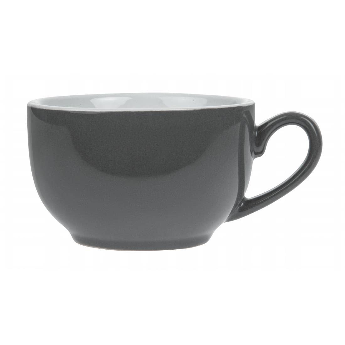 Olympia Cafe Coffee Cup with Handle Charcoal - 230ml 8fl oz (12 Pack) - Dishwasher Safe, Stoneware Hot Drink Mugs GK075