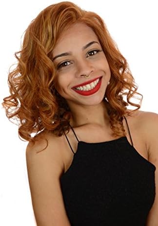 Beverley | Copper Ginger Mid Length Lace Front Curly Bob Hairstyle Wig | Premium Styleable Fibre