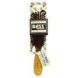 Bass Brushes, Semi Oval (soft) 100% Wild Boar Bristles, Wood Handle For Fine Hair, 1 Hair Brush