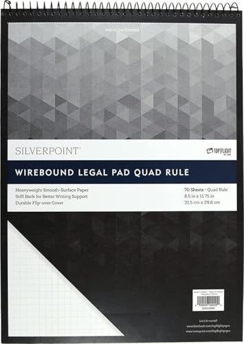 Silverpoint Top Wire Pad, Heavy Back, Quadrille Rule, 8.5 x 11.75 Inches, 70 Sh…