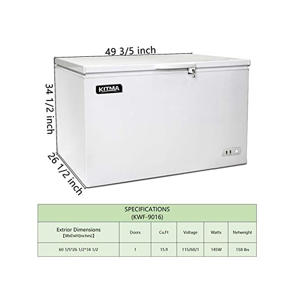 Commercial Top Chest Freezer Kitma 15.9 Cu. Ft Deep Ice Cream Freezer