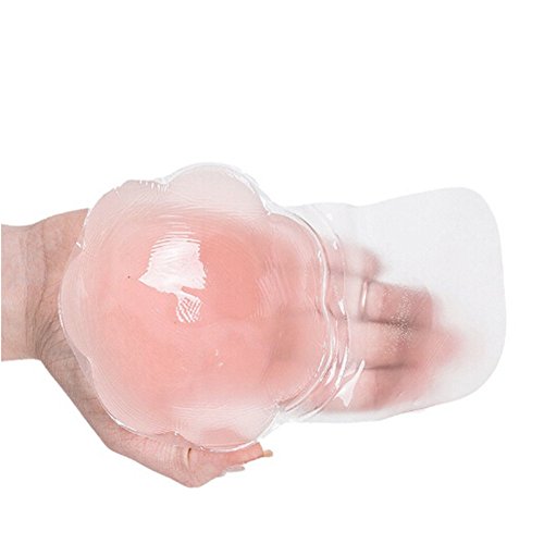 Buyeverything Reusable Silicone Nipplecovers 1 Pair Adhesive Nippleless Pasties Breast Round Petals Invisible Nipple Covers Breast Lift Tape Bra Bare Lift Pasties - 4 inch (A)