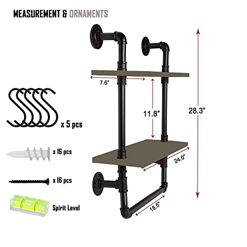 Industrial Pipe Shelving Floating Shelves Wall Mounted Iron Pipe