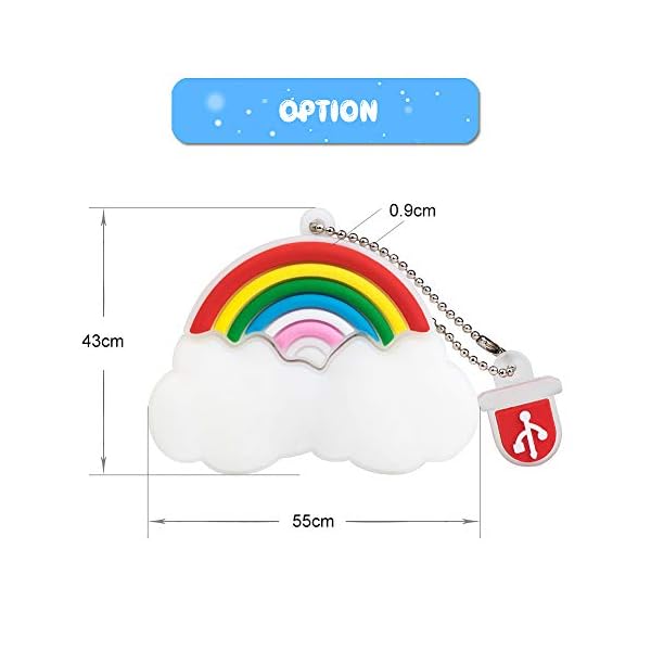 BorlterClamp 32GB USB Stick Netter Karikatur Regenbogen Wolke Muster Speicherstick, Geschenk für Studenten und Kinder – Bild 6