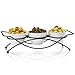 Ceramic Serving Bowls with Metal Rack - Round White Bowls Party Display Set for Serving Snacks, Appetizers, Candy, Nuts and Dips