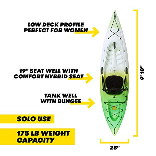 Ocean Kayak Venus 10 One-Person Women's Sit-On-Top Kayak, Envy, 9 Feet 10 Inches